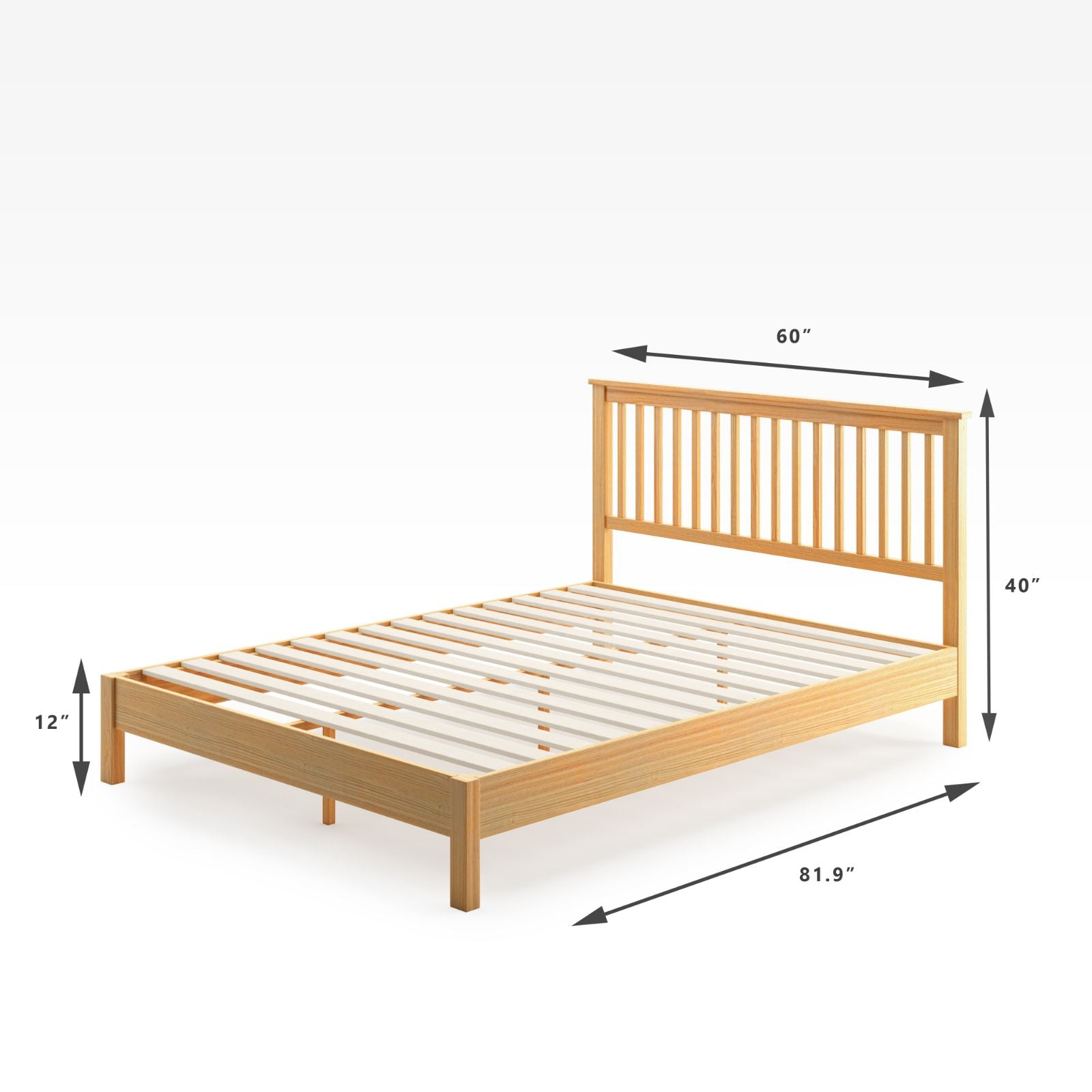 Becky Wood Platform Bed Frame Quarter DimensionsWeb