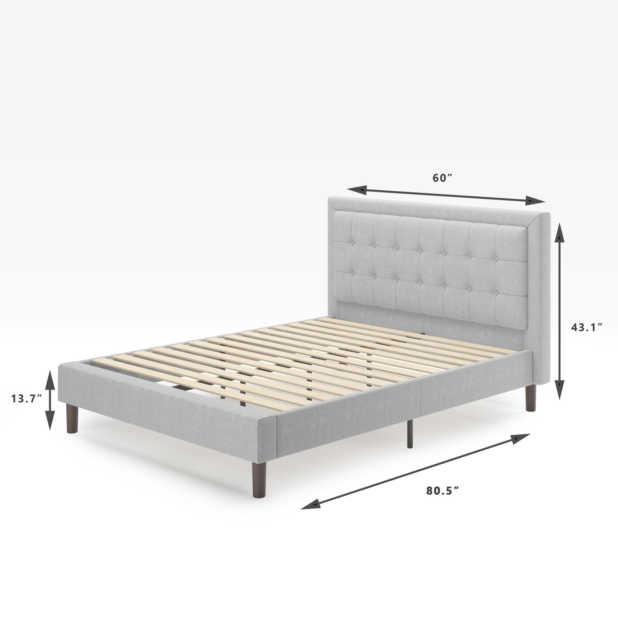 Dachelle Upholstered Platform bed frame dimensions