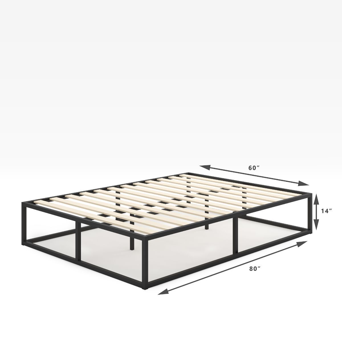 14 inch Joseph Metal Platform Bed Quarter Dimensions