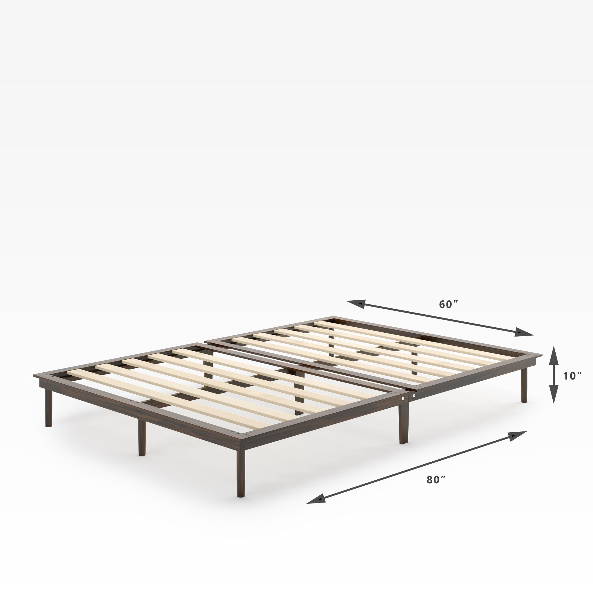 Bobbie Acacia wood platform bed frame Quarter Dimensions