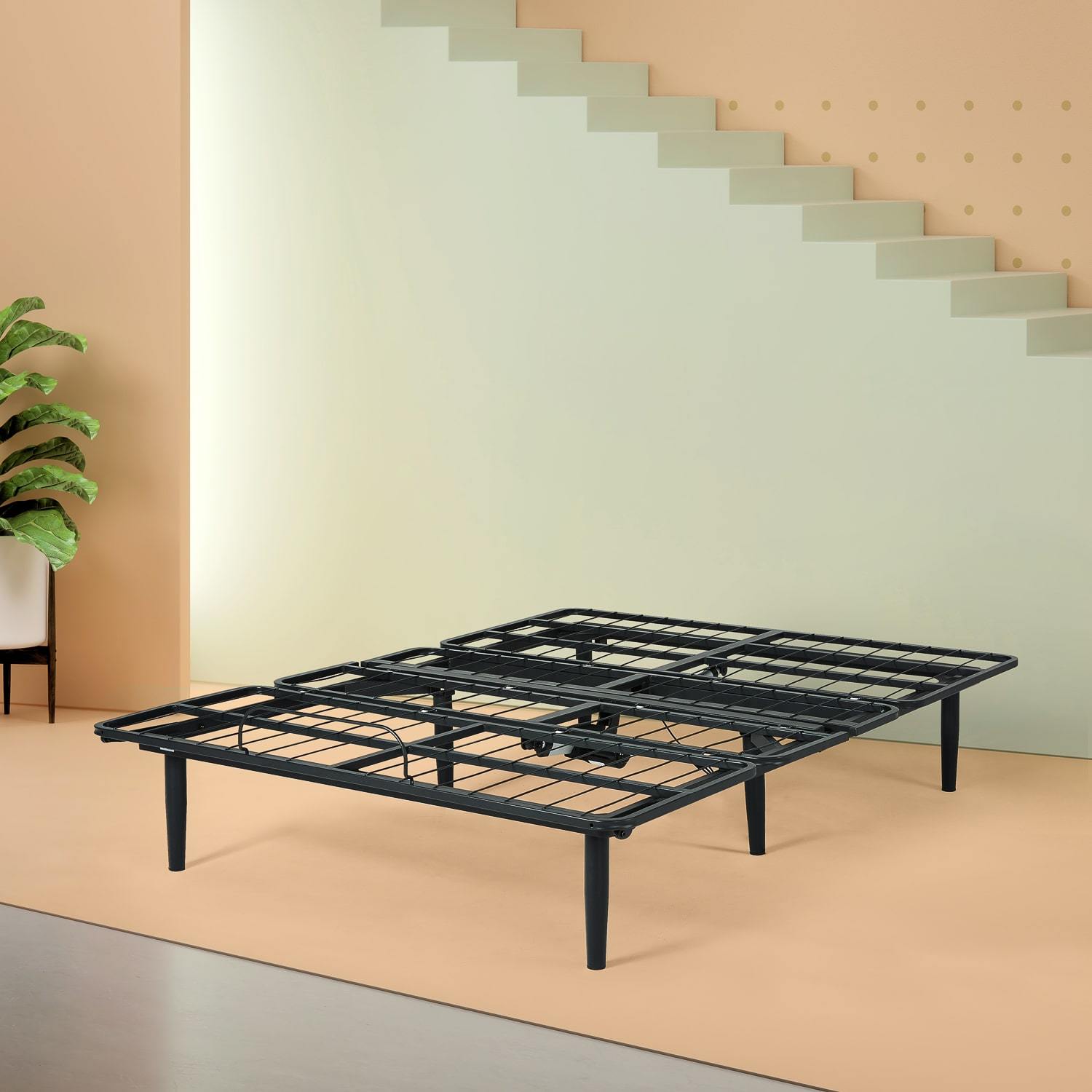 Jared Adjustable Black Metal Bed Base with Head and Foot Incline