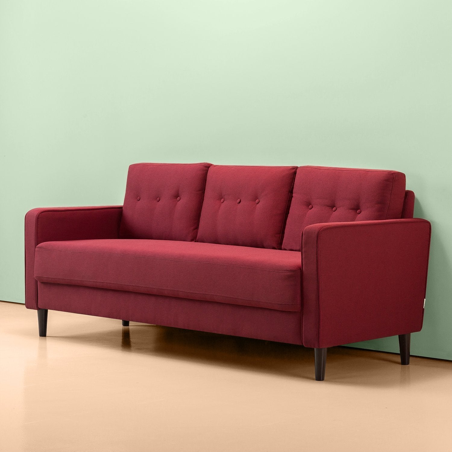 Ruby Red Mid-Century Sofa
