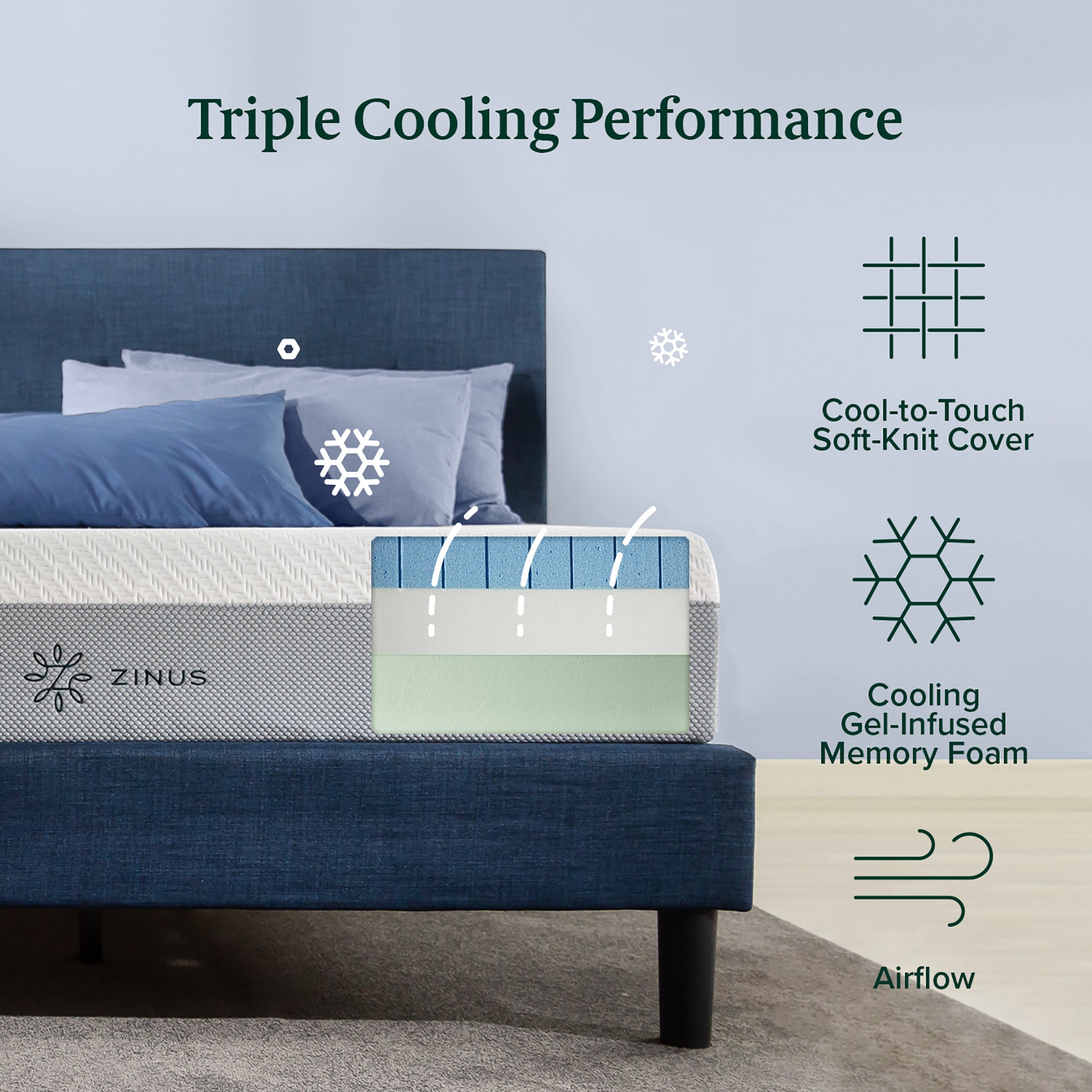 Ultra Cooling Green Tea Hybrid Mattress- Bundle