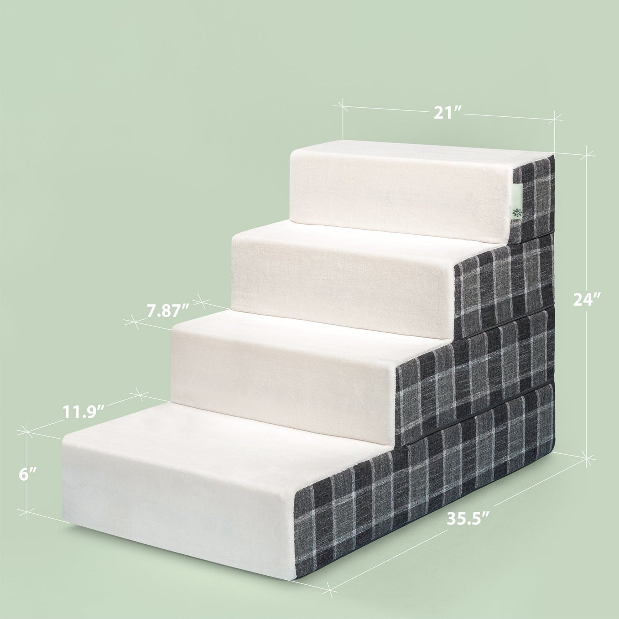 Foam 10â-24â Cozy Pet Stairs, Grey Plaid