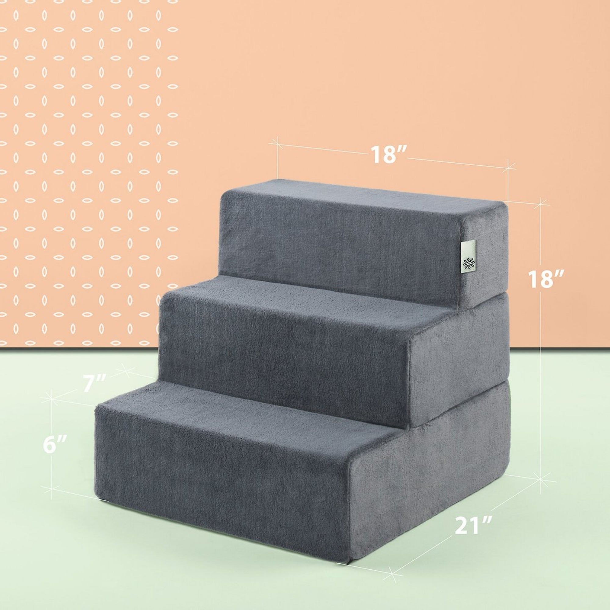 Foam 13â-24â Comfort Pet Stairs, Charcoal