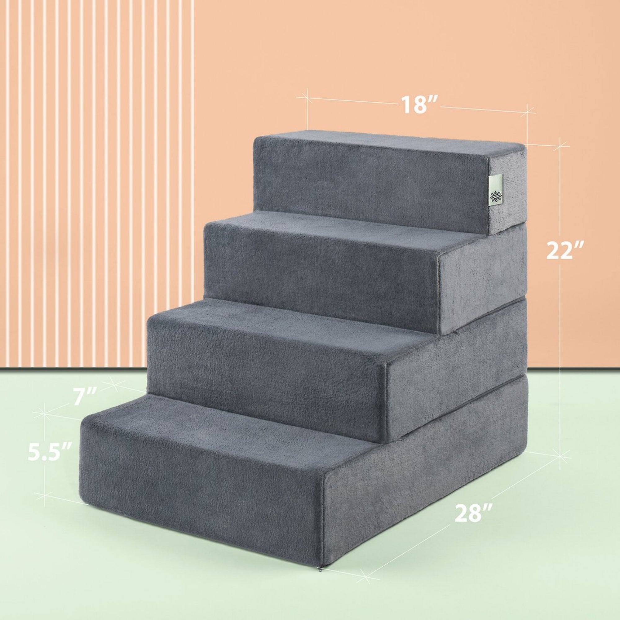 Foam 13â-24â Comfort Pet Stairs, Charcoal