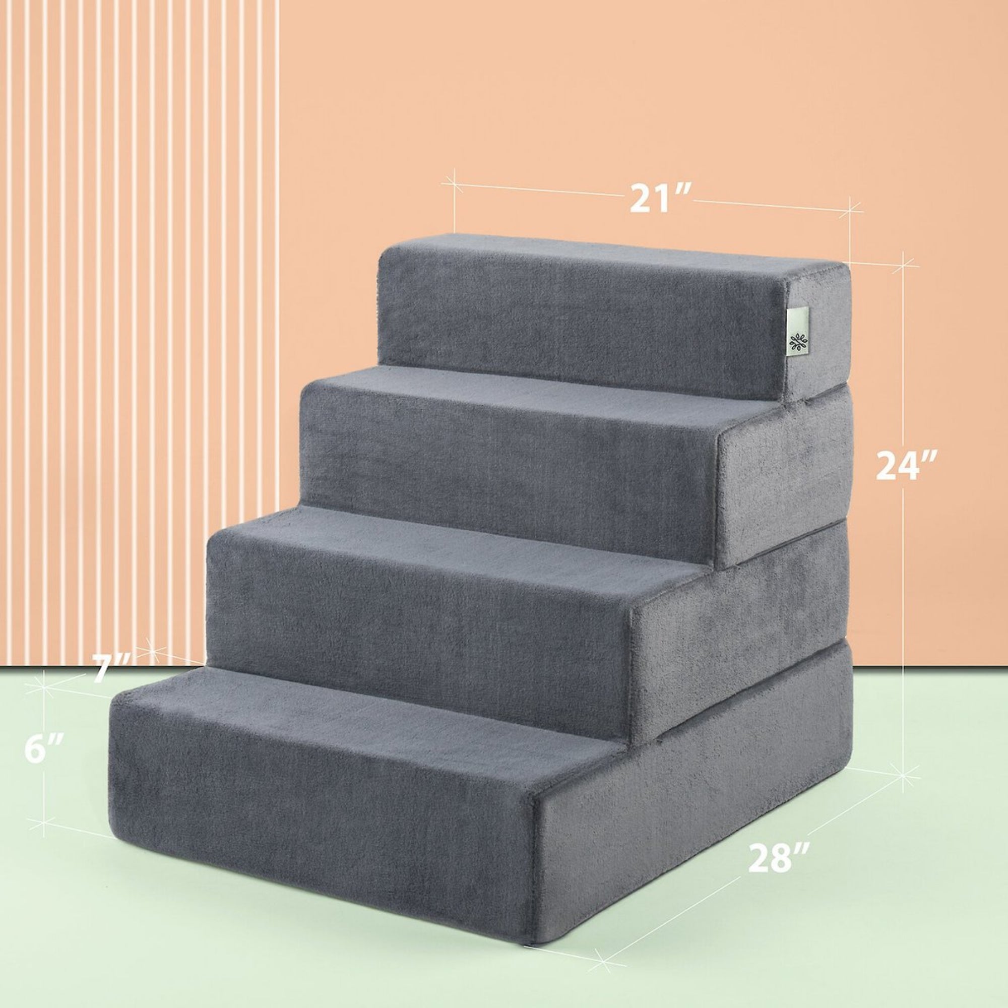 Foam 13â-24â Comfort Pet Stairs, Charcoal