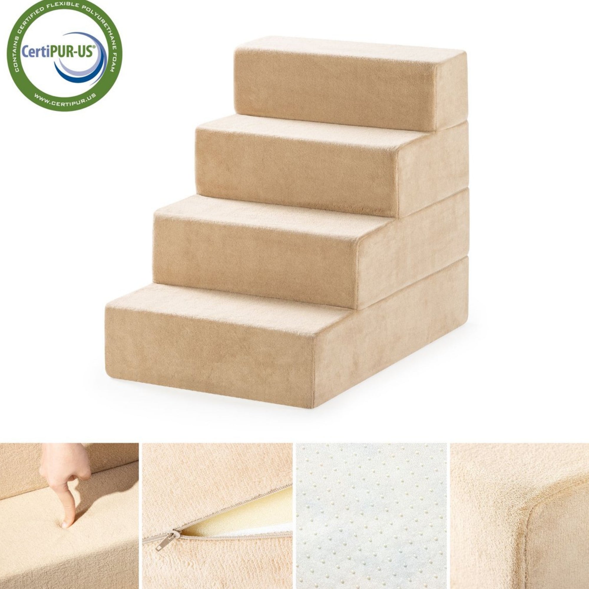 Foam 13â-24â Comfort Pet Stairs, Cream