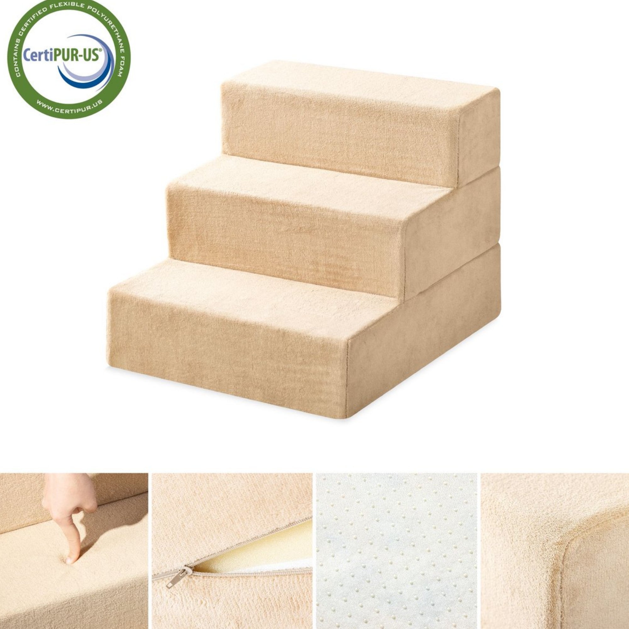 Foam 13â-24â Comfort Pet Stairs, Cream