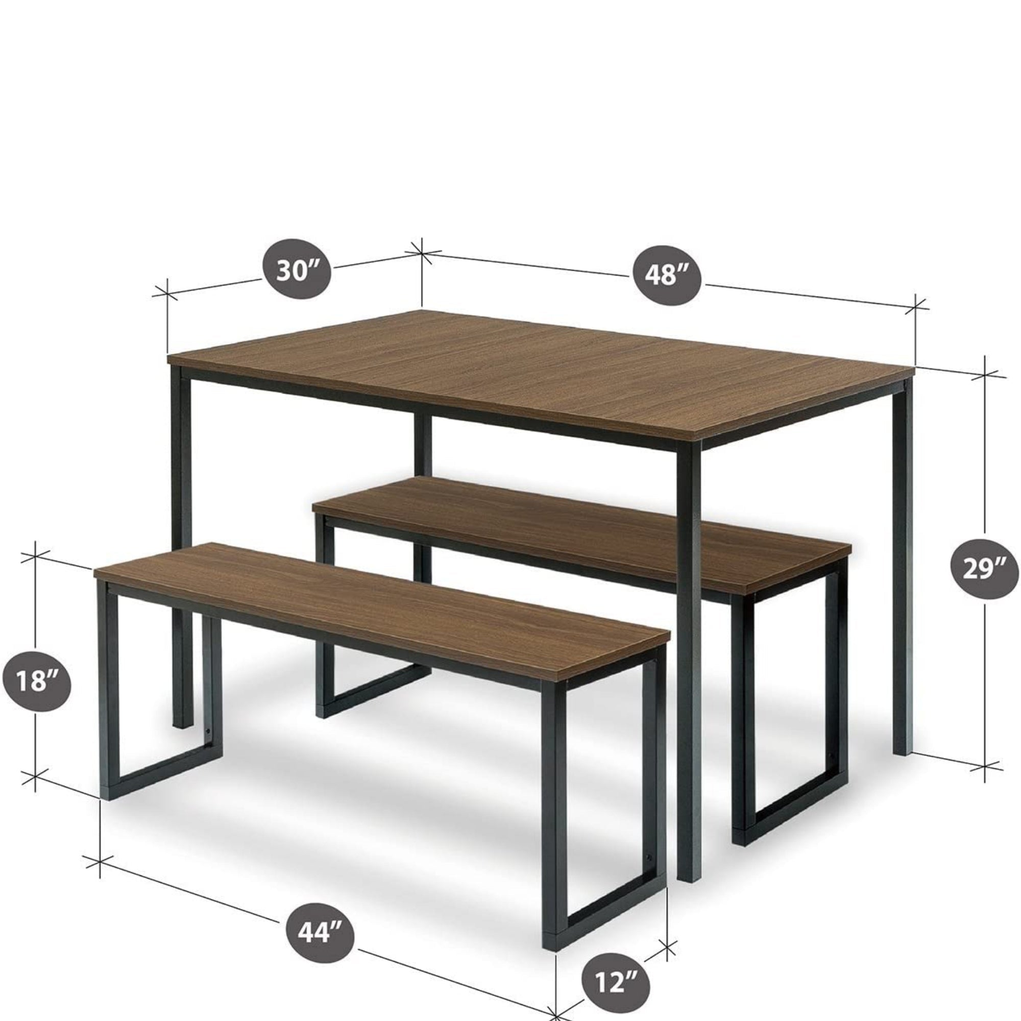 Louis Metal Frame Dining Table with Benches