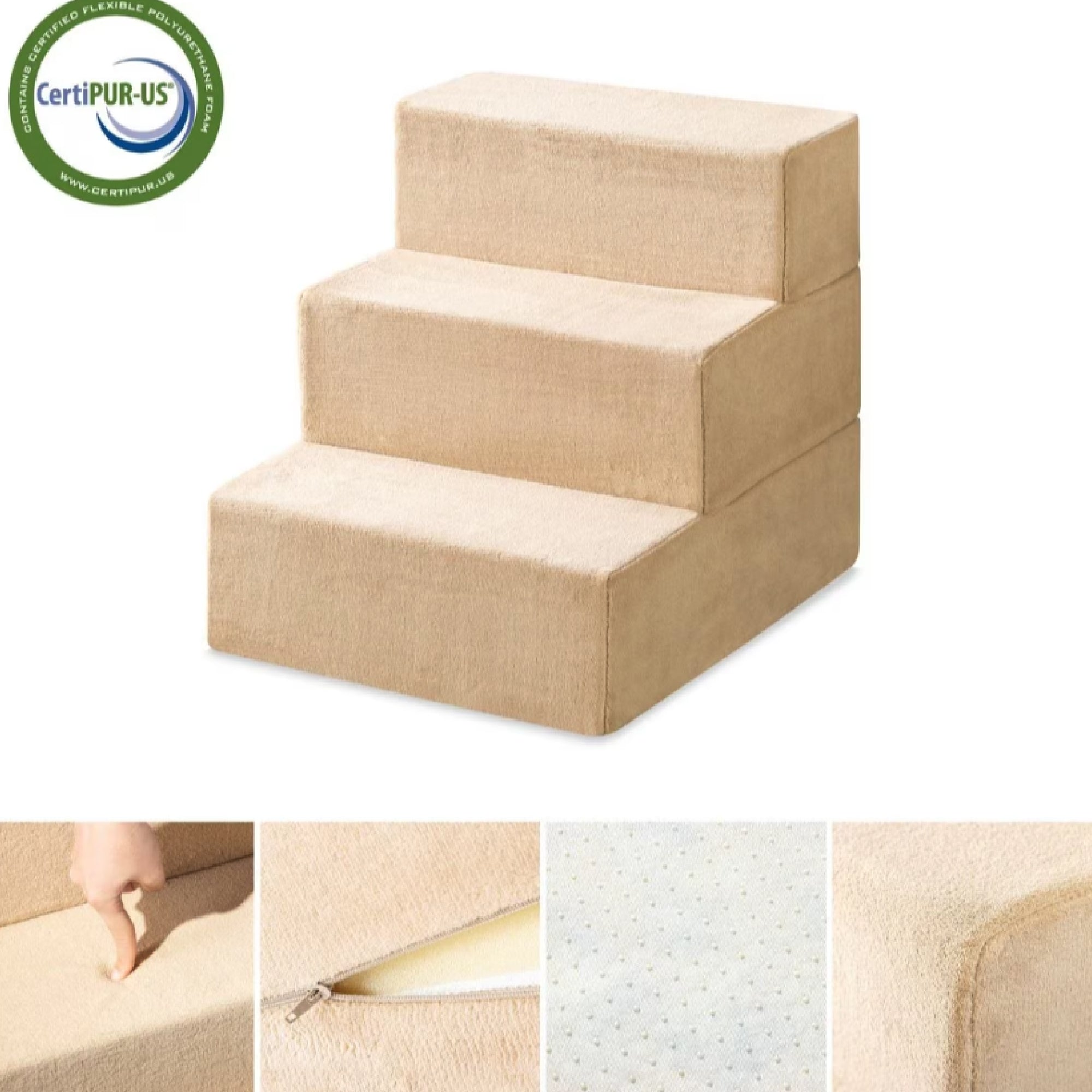 Foam 13â-24â Comfort Pet Stairs, Cream