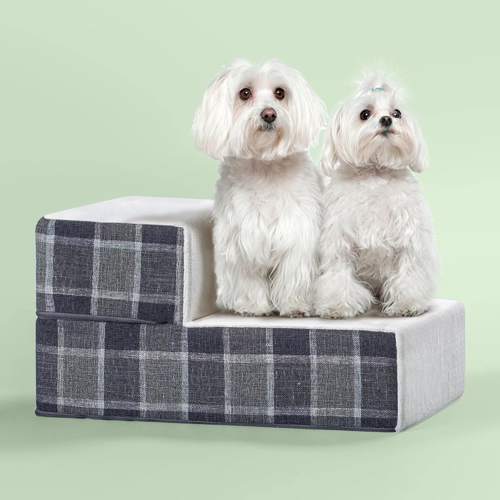 Foam 10â-24â Cozy Pet Stairs, Grey Plaid