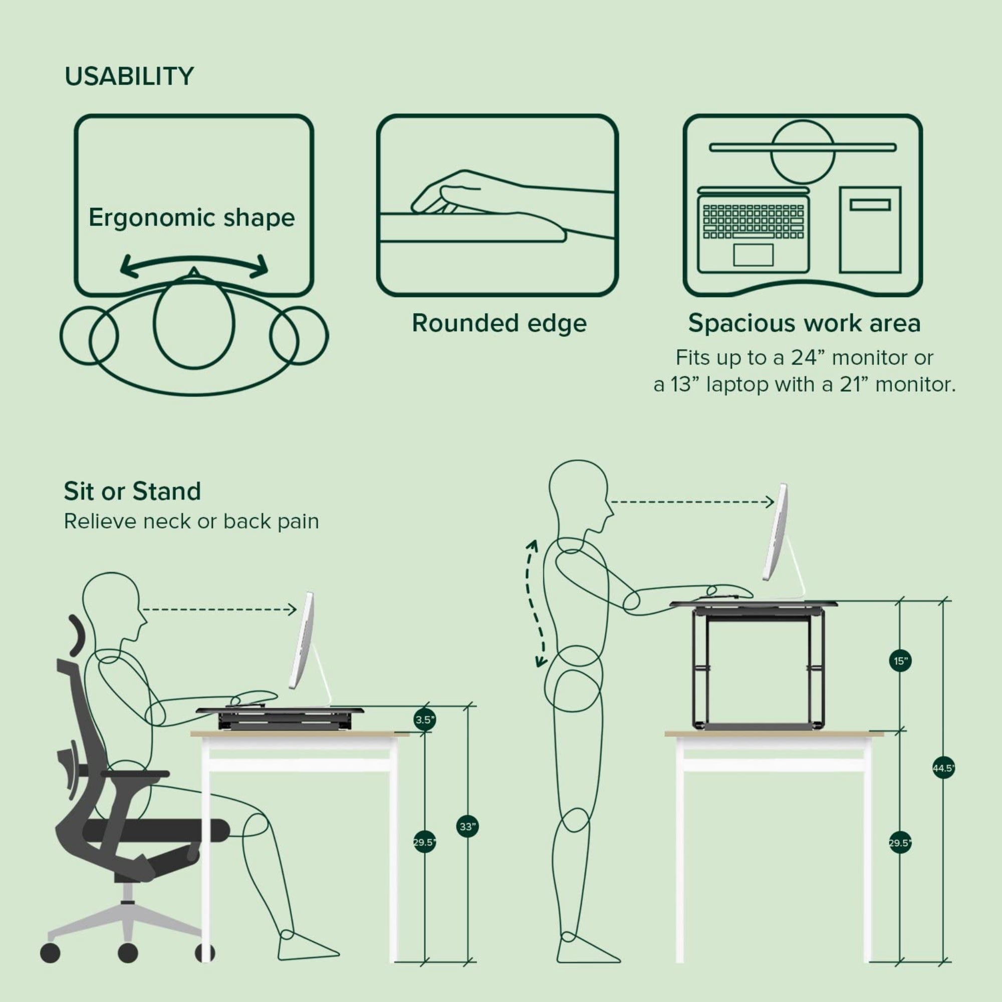 Molly 28â Standing Desk with Adjustable Height