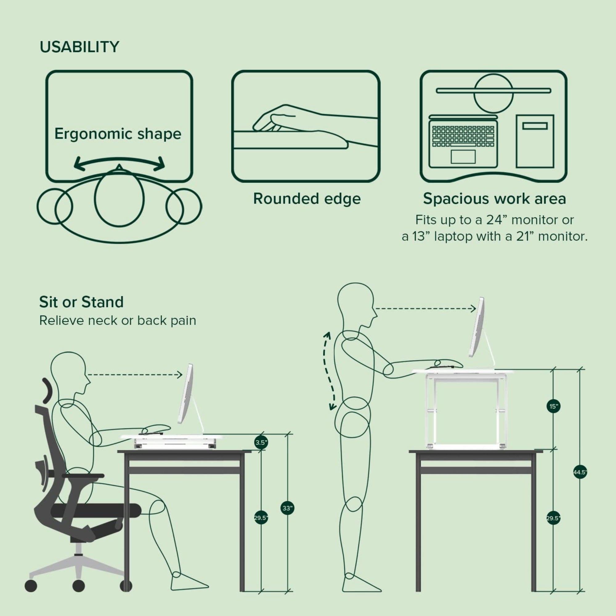 Molly 28â Standing Desk with Adjustable Height