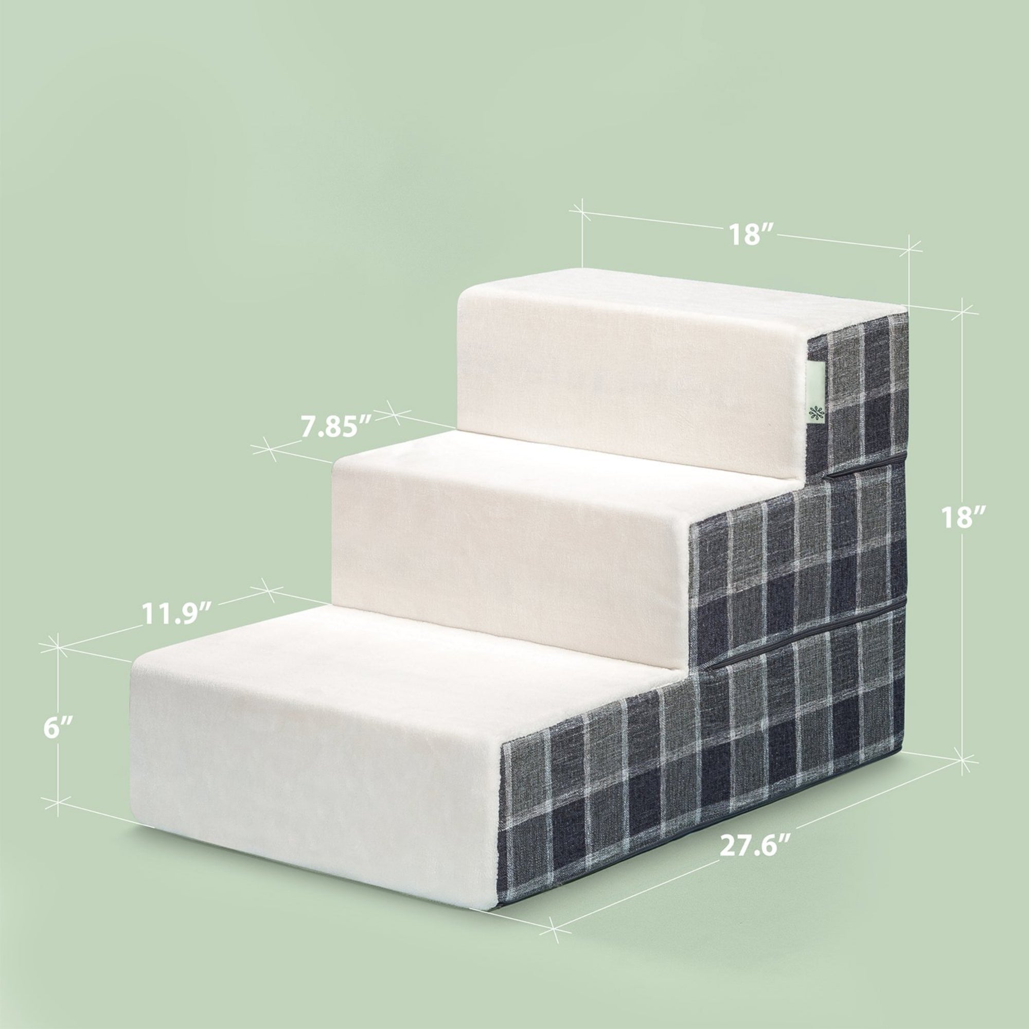 Foam 10â-24â Cozy Pet Stairs, Grey Plaid