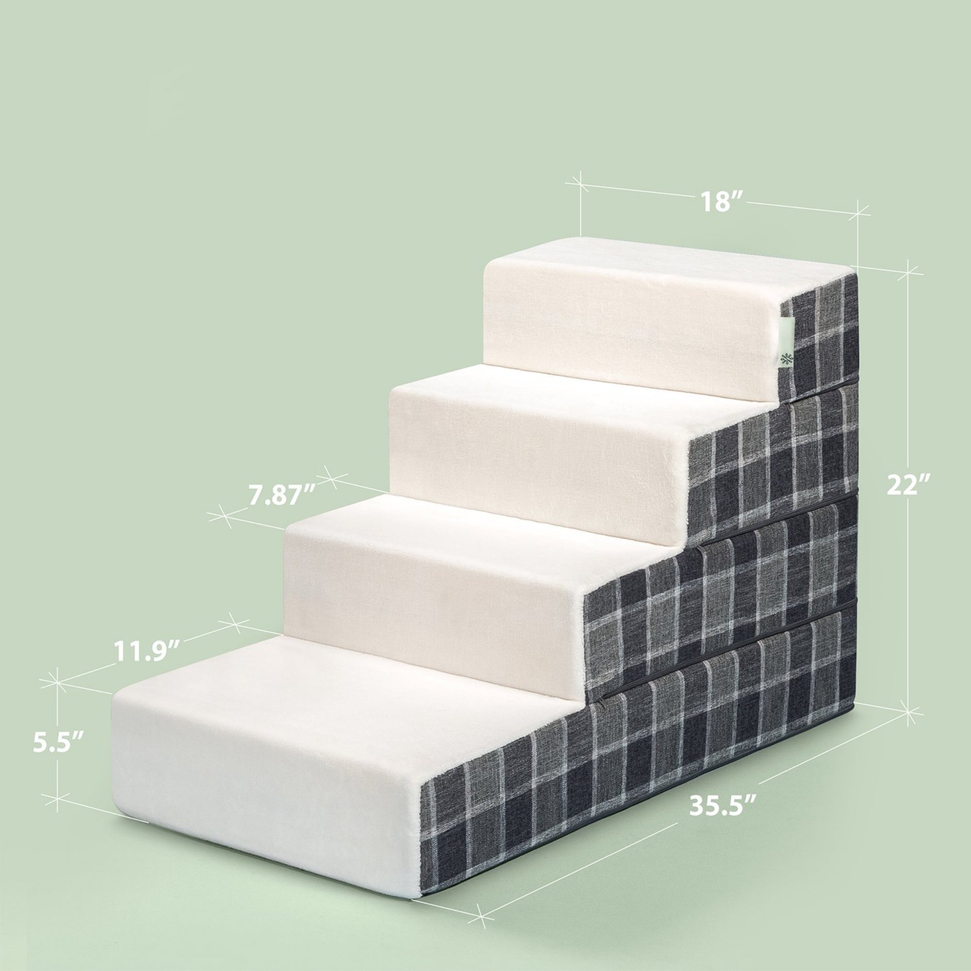 Foam 10â-24â Cozy Pet Stairs, Grey Plaid