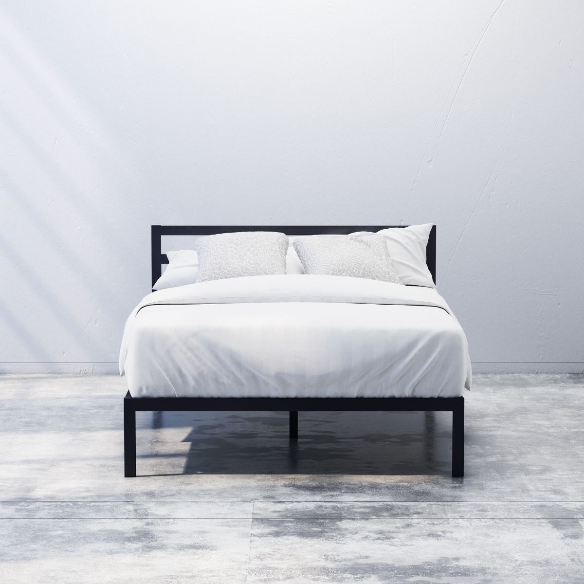 Mia Metal Platform Bed Frame with Headboard