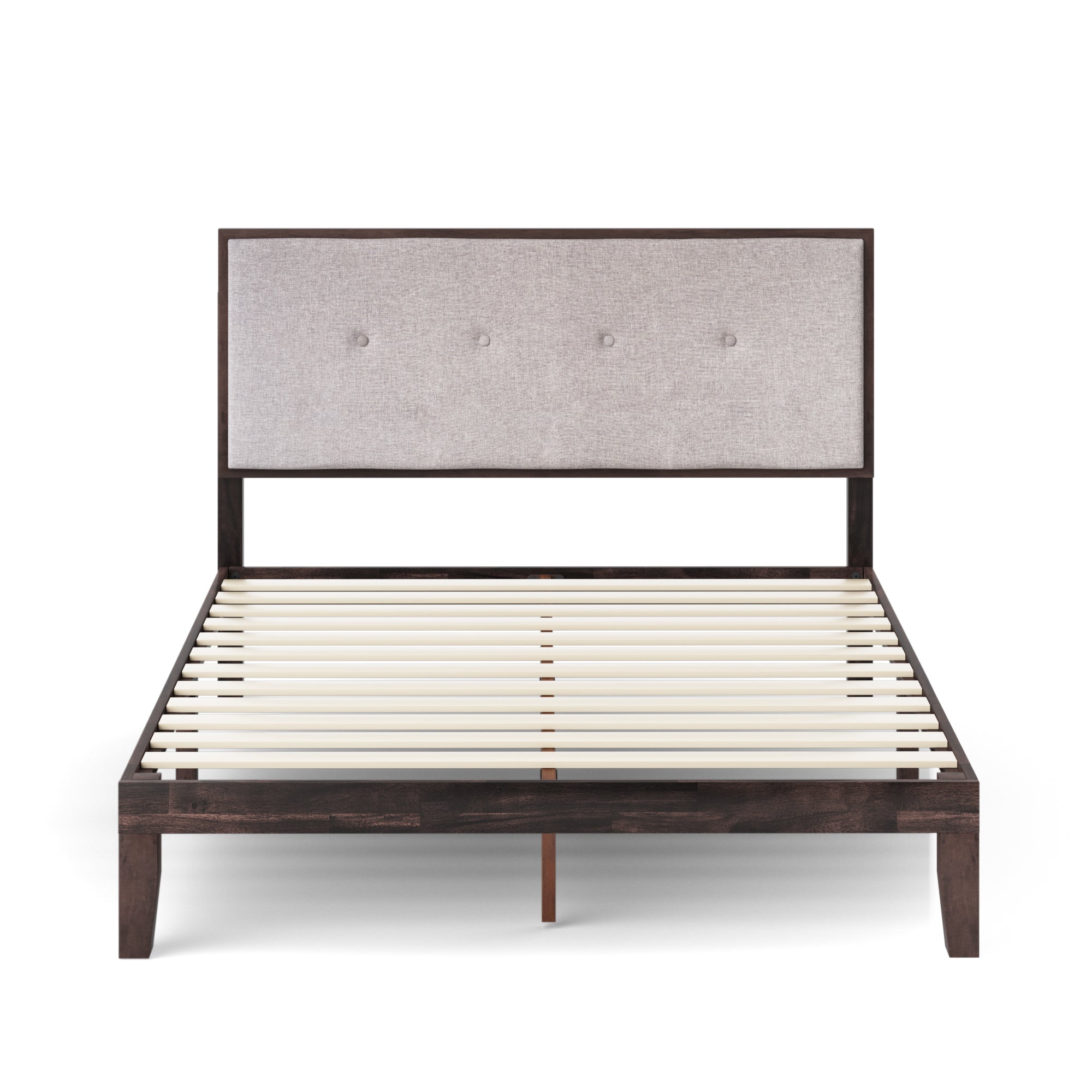 Moiz Wood Platform Bed Frame with Upholstered Headboard