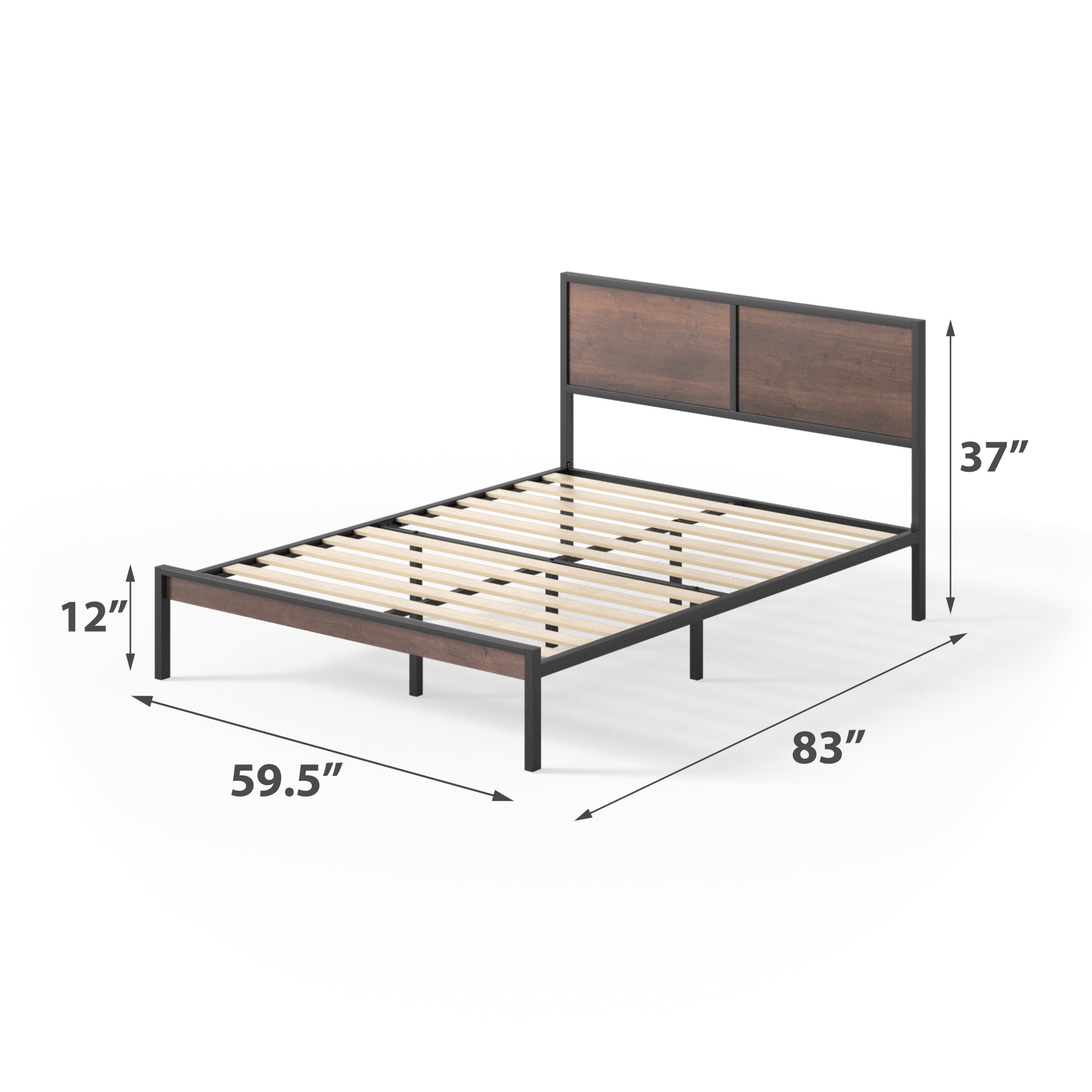 Mory Metal Platform Bed Frame with Split Headboard