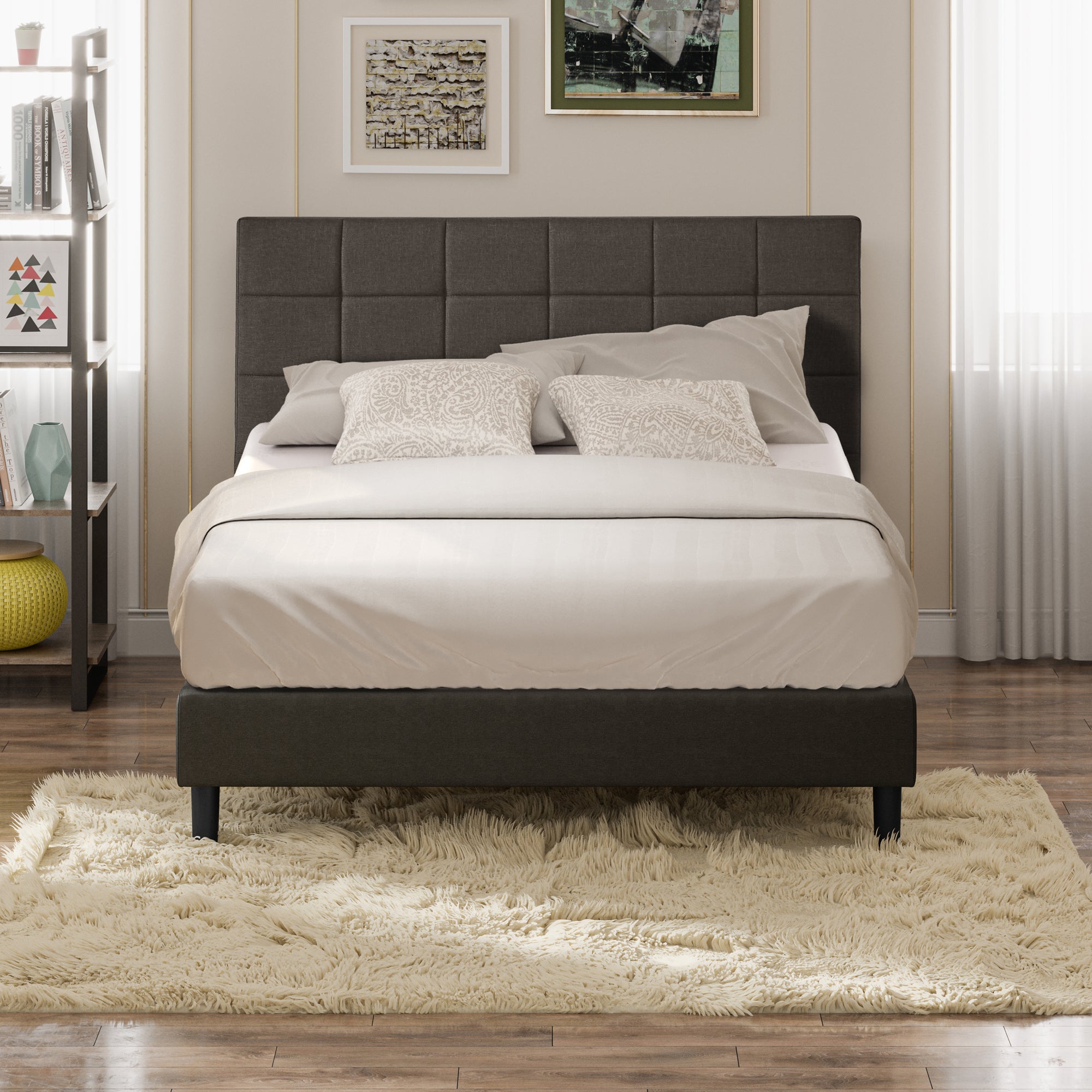 Lottie Upholstered Platform Bed Frame with USB Ports