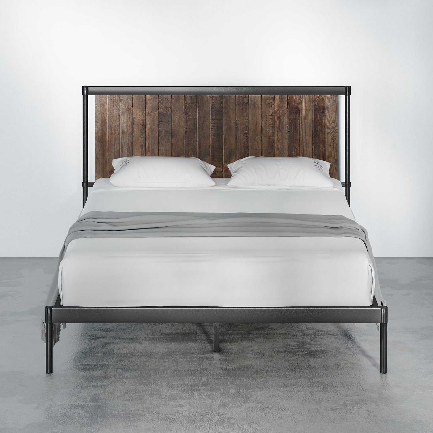 Wesley Metal and Wood Platform Bed Frame