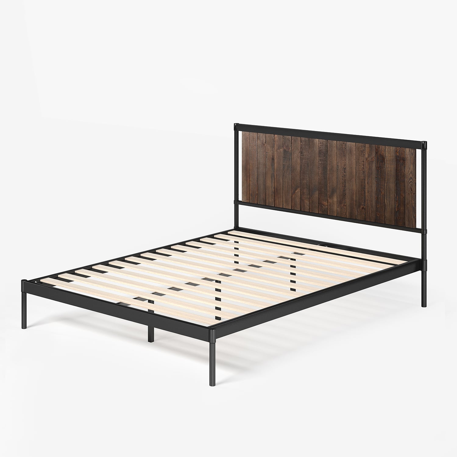 Wesley Metal and Wood Platform Bed Frame