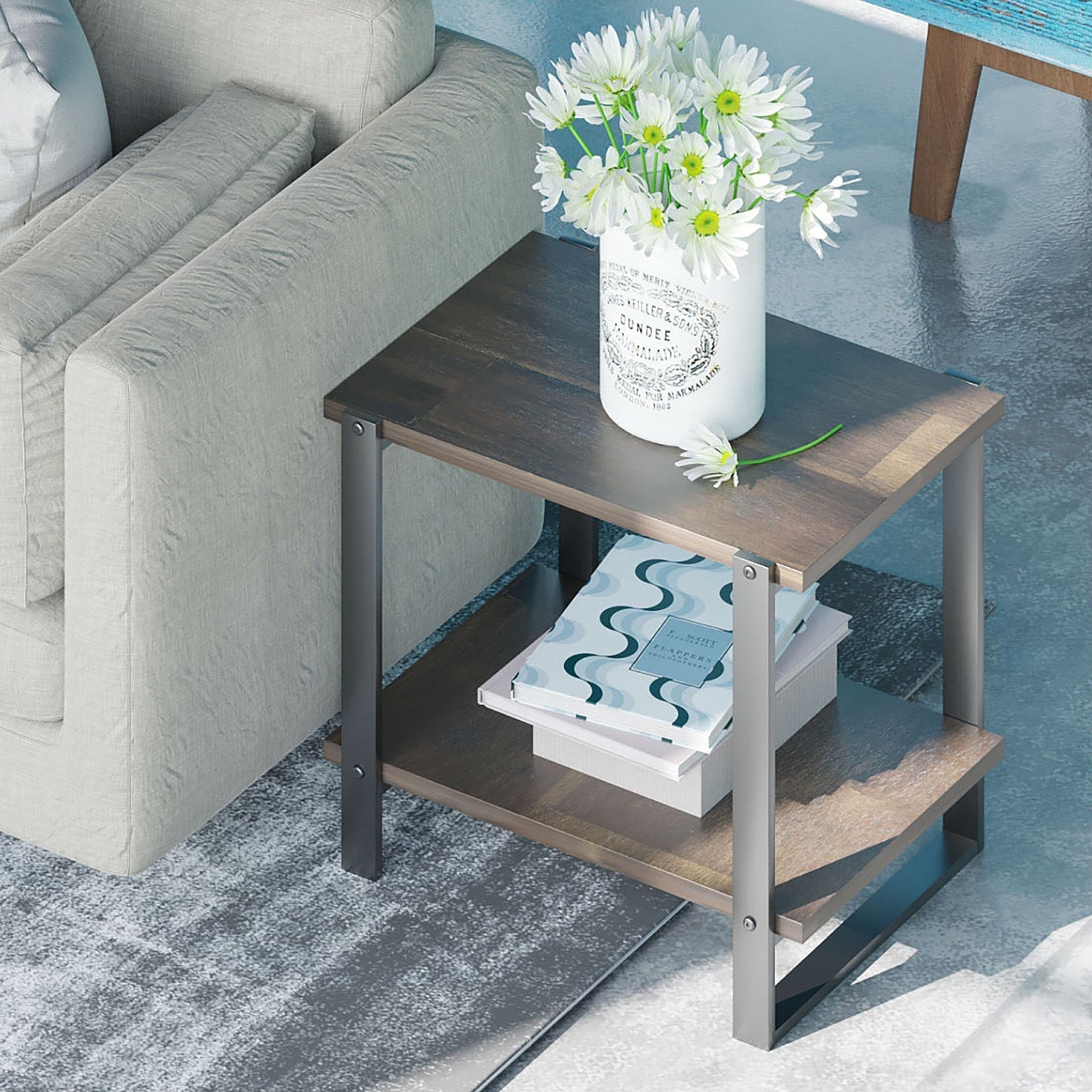 Brock Metal and Wood Side Table