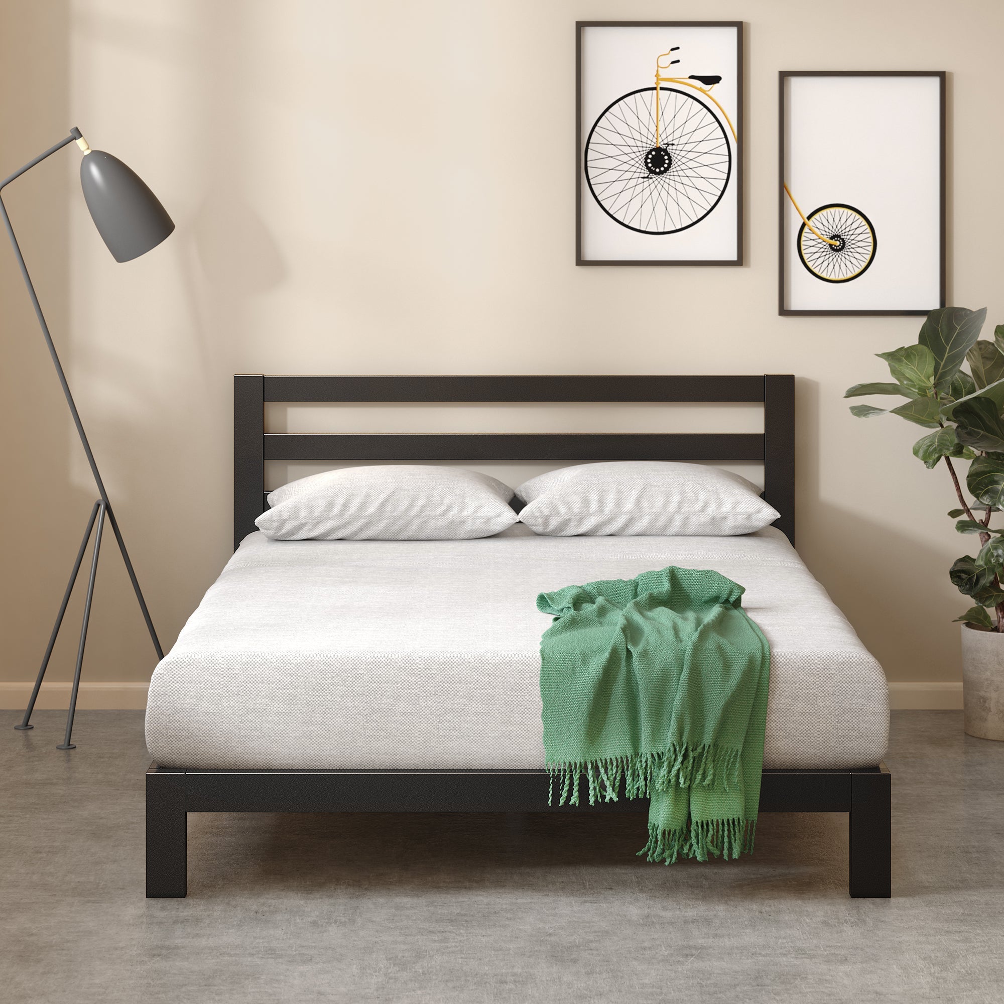 Arnav Metal Platform Bed Frame with Headboard