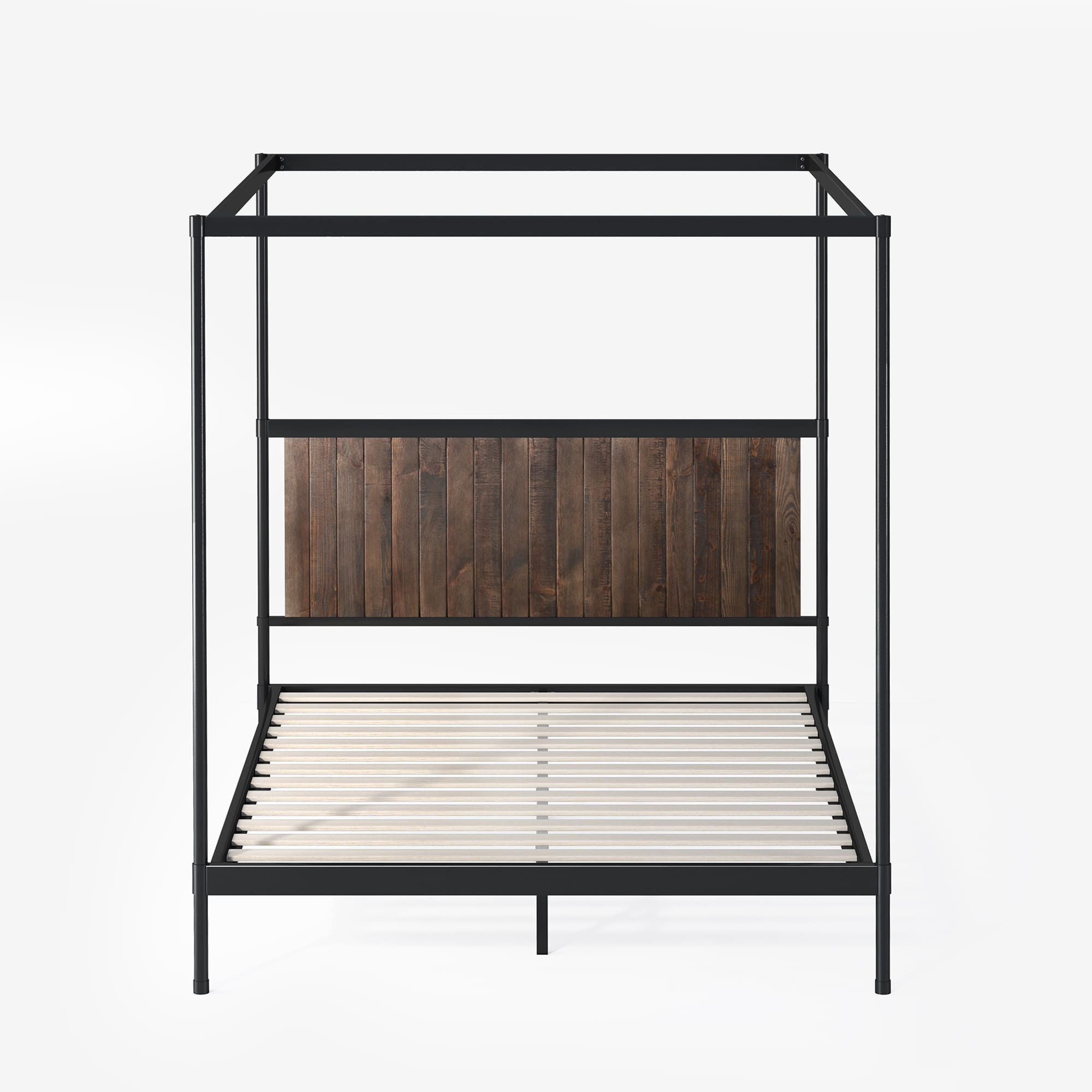 Wesley Metal and Wood Canopy Platform Bed