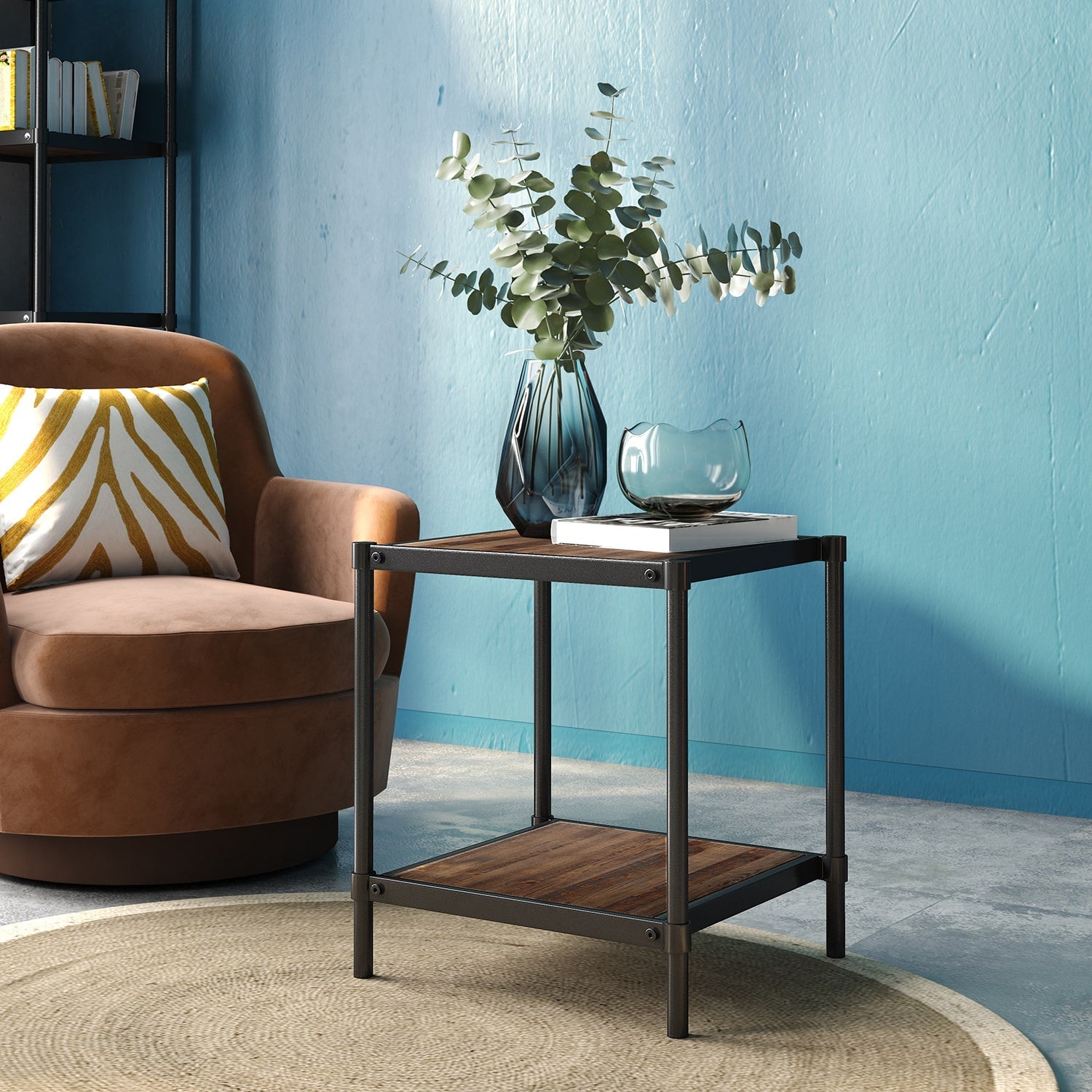 Wesley Metal and Wood Side Table